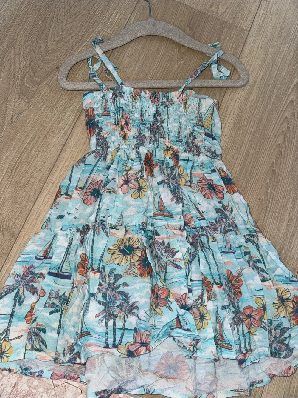 Kenny Flowers Light Blue Tropical Tie-Strap Sundress